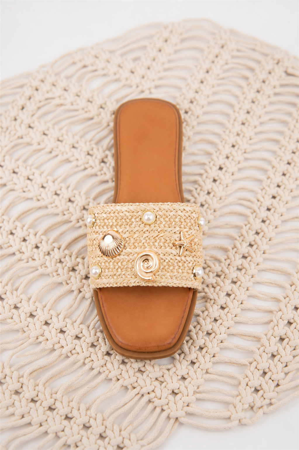 Coastal Charm Raffia Slide Sandals