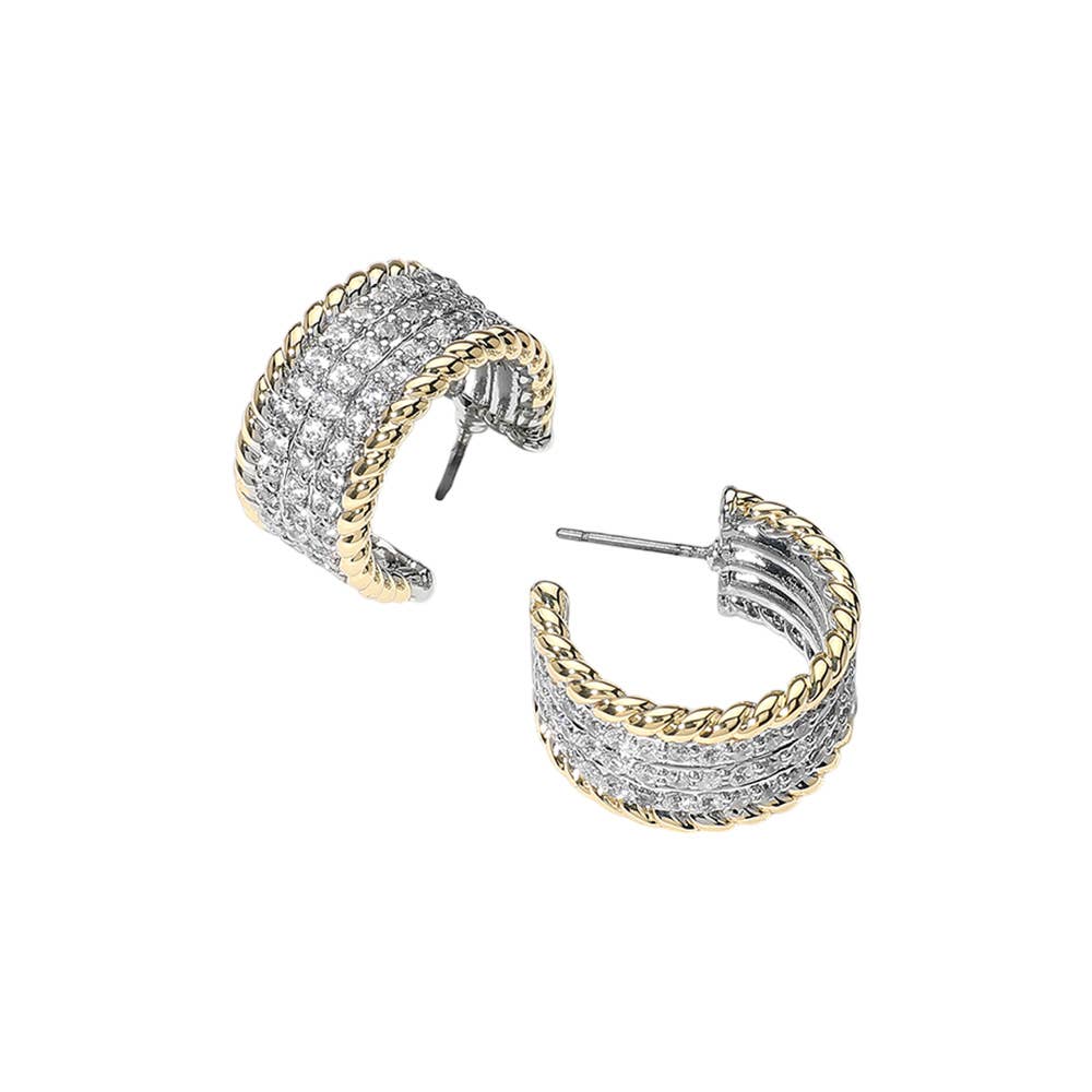 14K Gold Plated Two Tone Mini Hoop Earrings