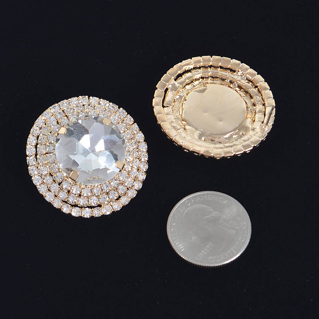 Oversized Glittering Multi-Rhinestone Stud Earrings