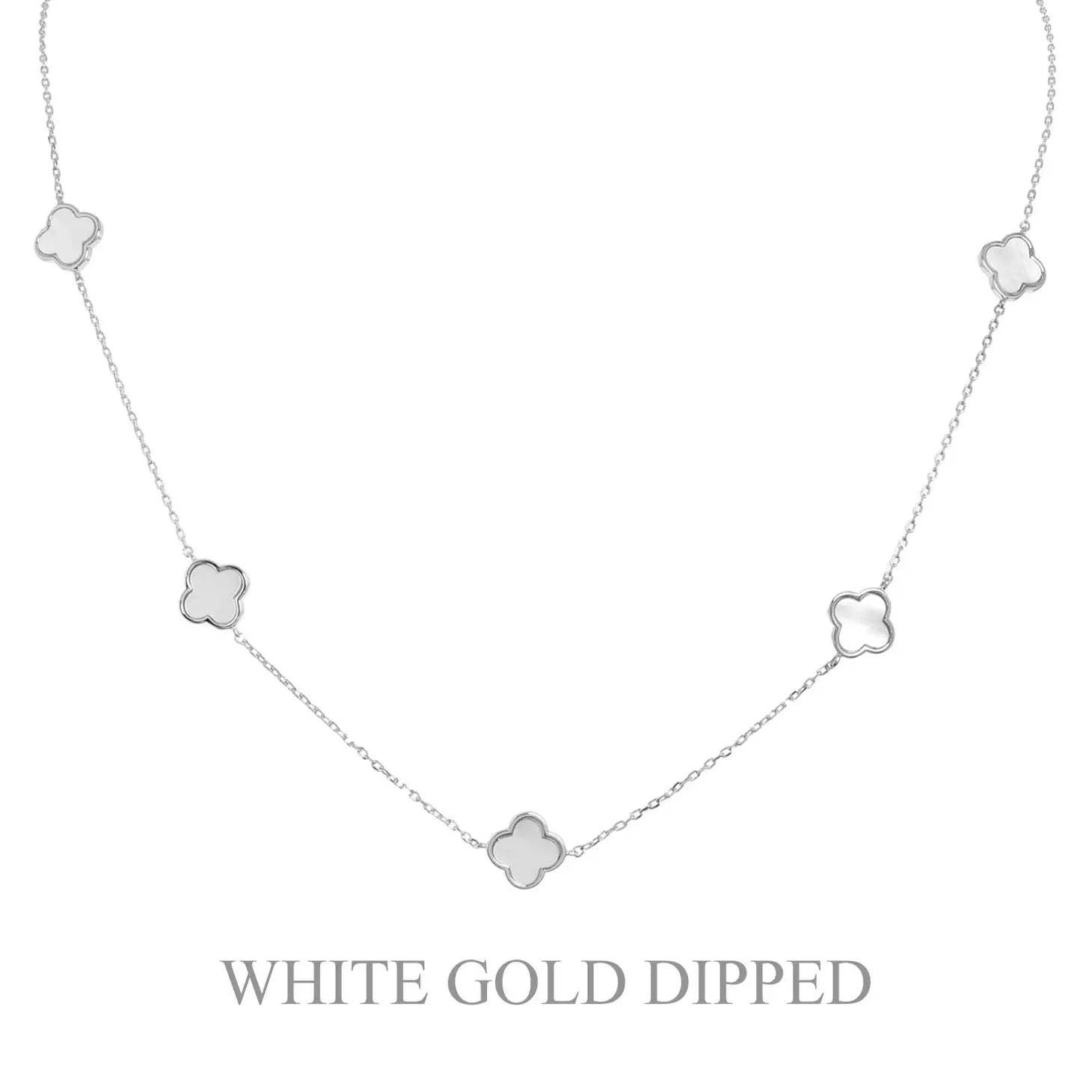 24 Inch Gold Plated Multi Quatrefoil Charm Link Necklace