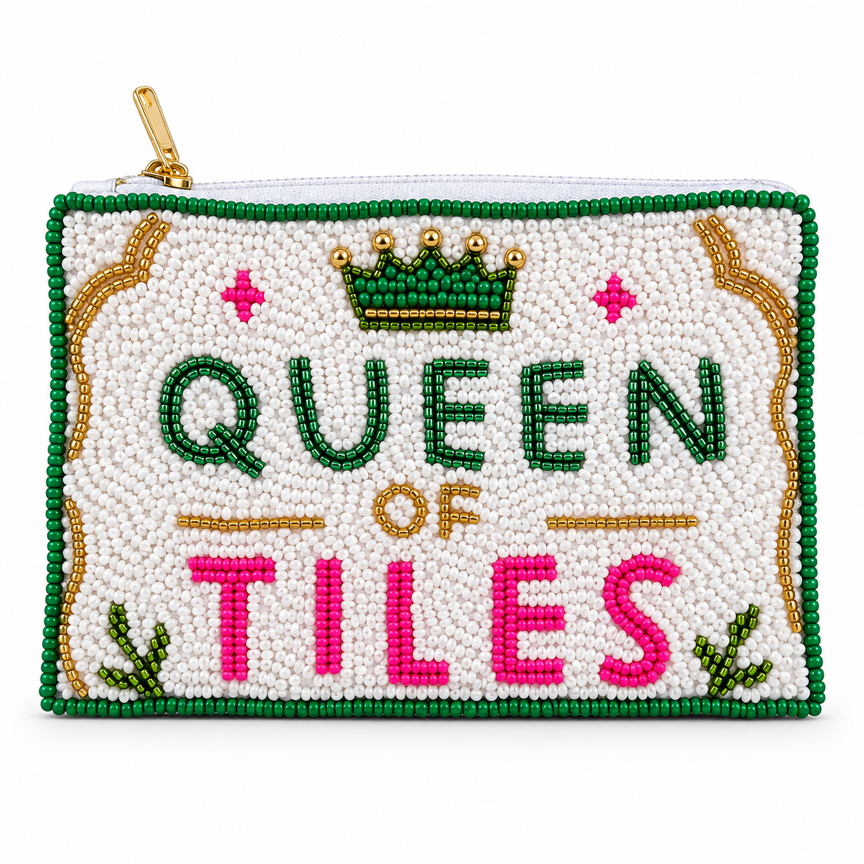 Ladies Queen of Tiles Themed Beaded Coin Purse
