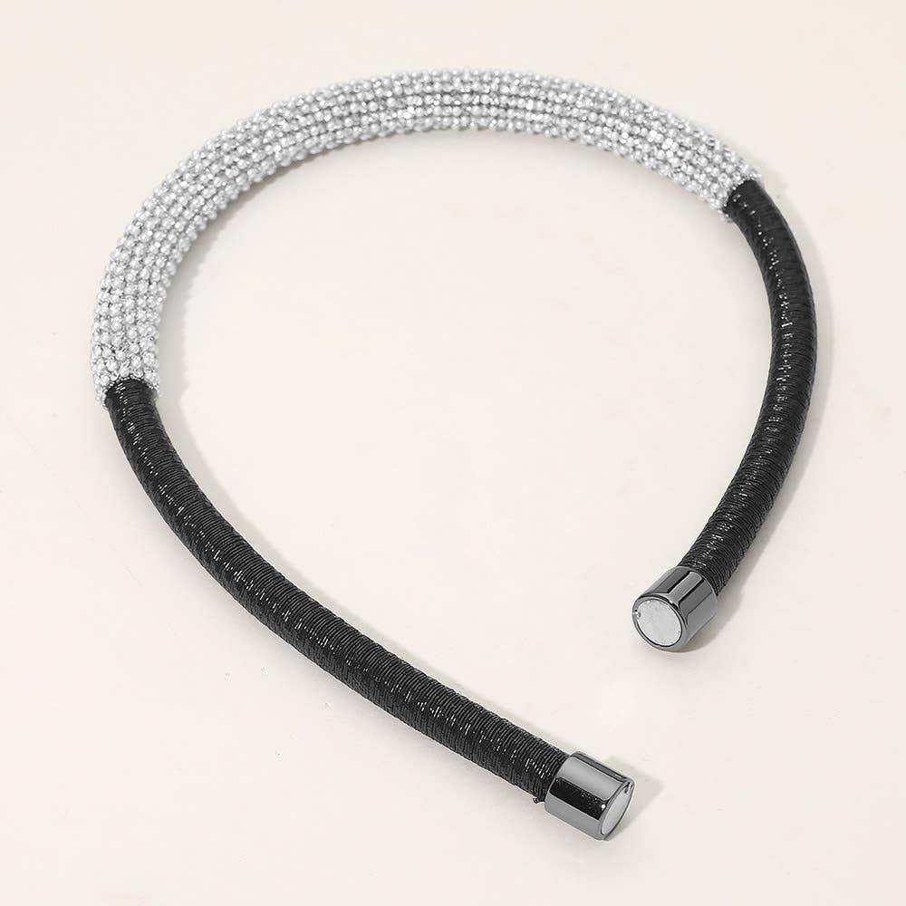 Bling Studded Metal Wire Wrapped Magnetic Necklace