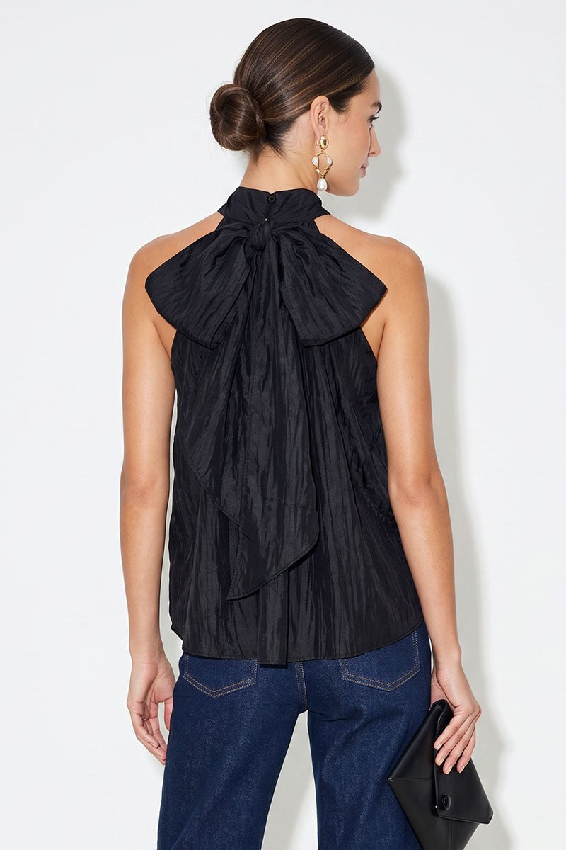 Convertible Scarf Sleeveless Satin Top