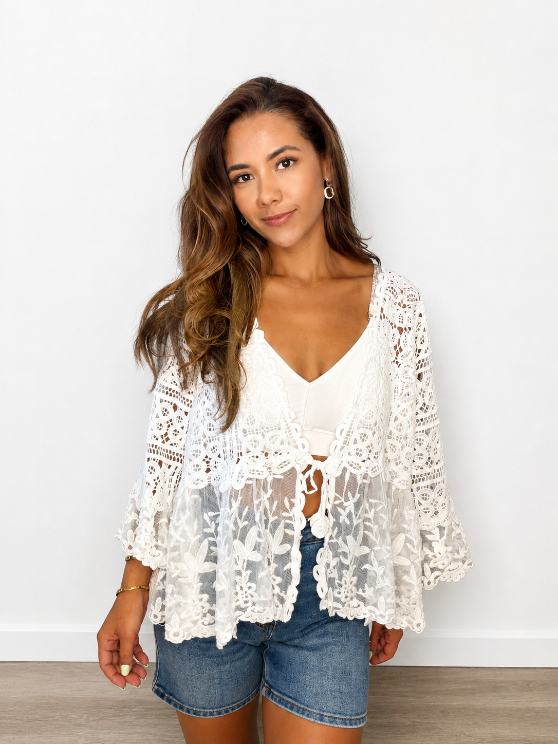 Mixed Crochet & Floral Lace Cardigan by POL