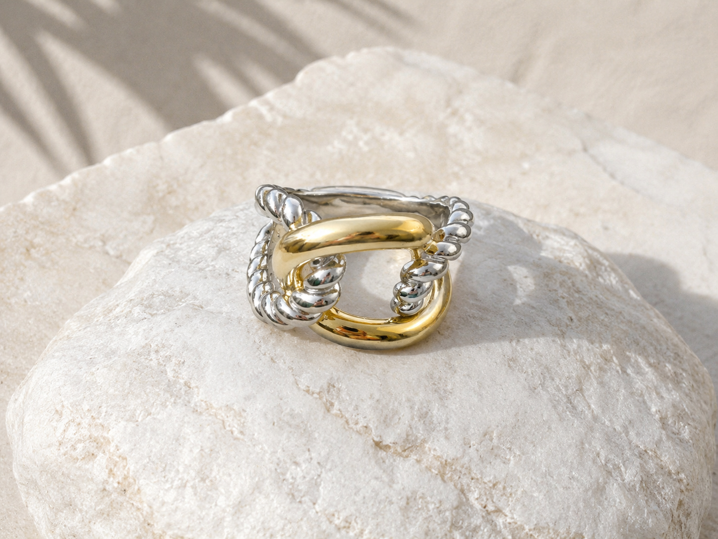 Two Tone Braided Twist Ring