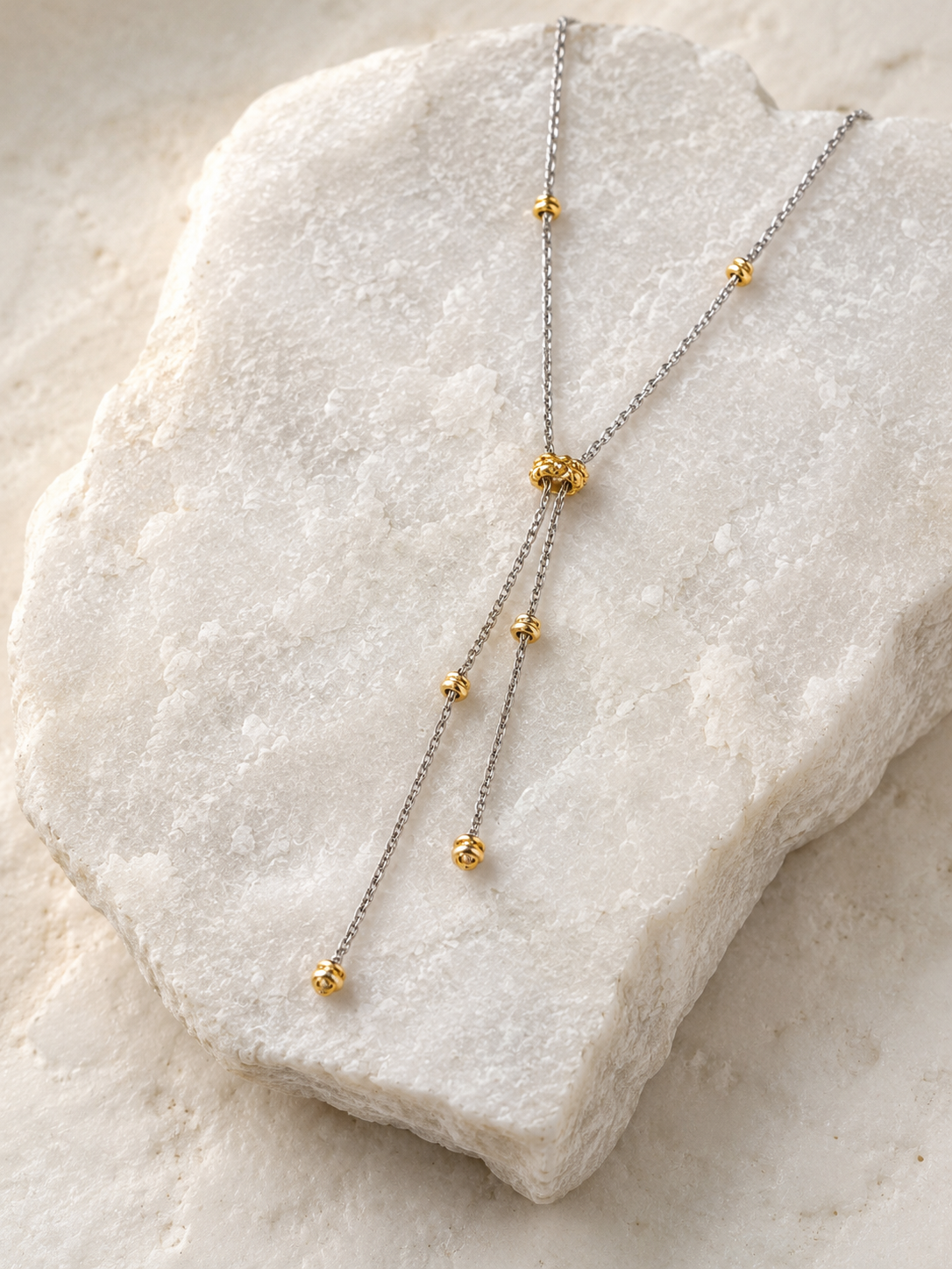 Two-Tone Box Chain Dangle Necklace