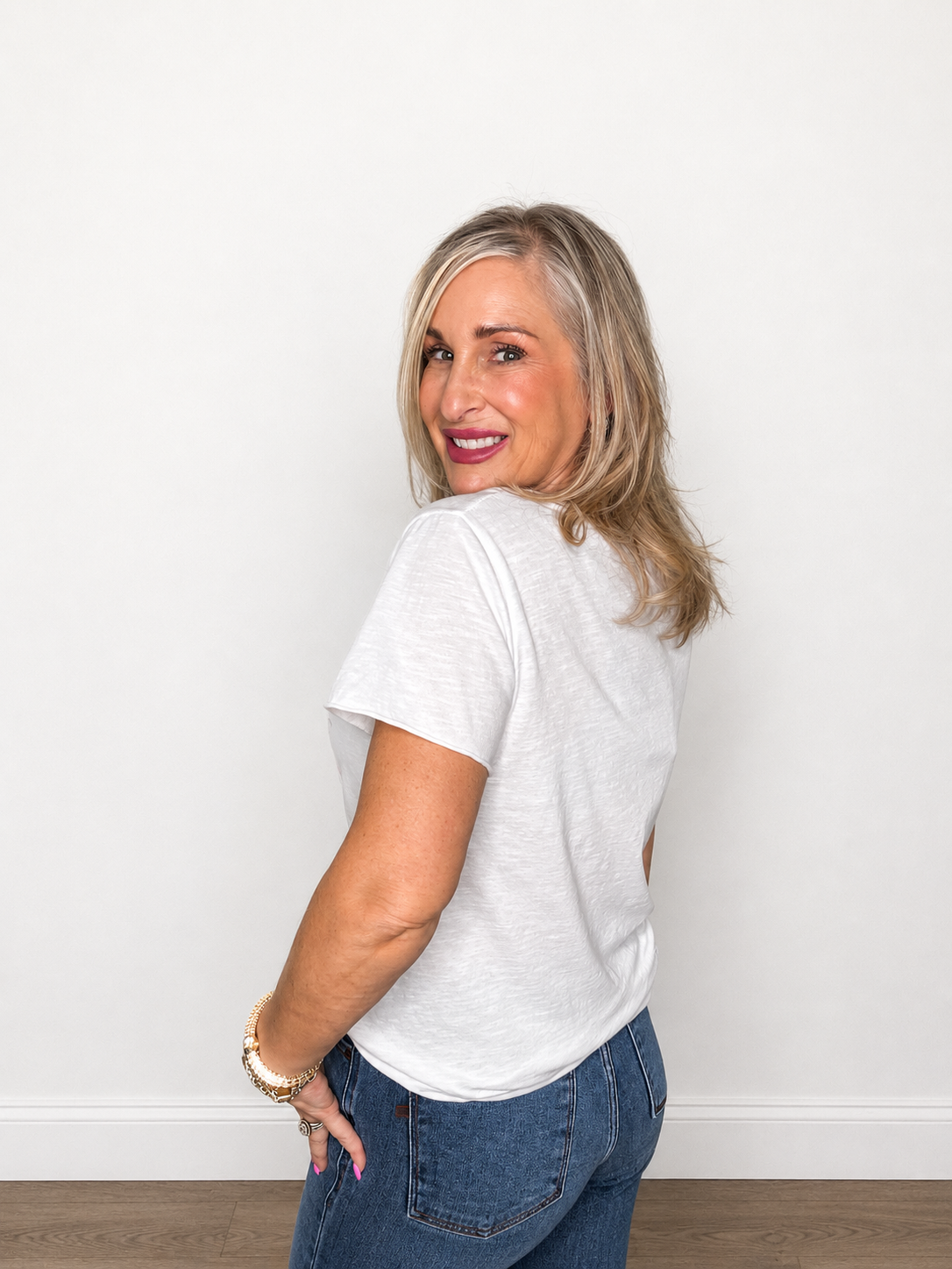 Floral Rhinestone Crewneck Tee Top