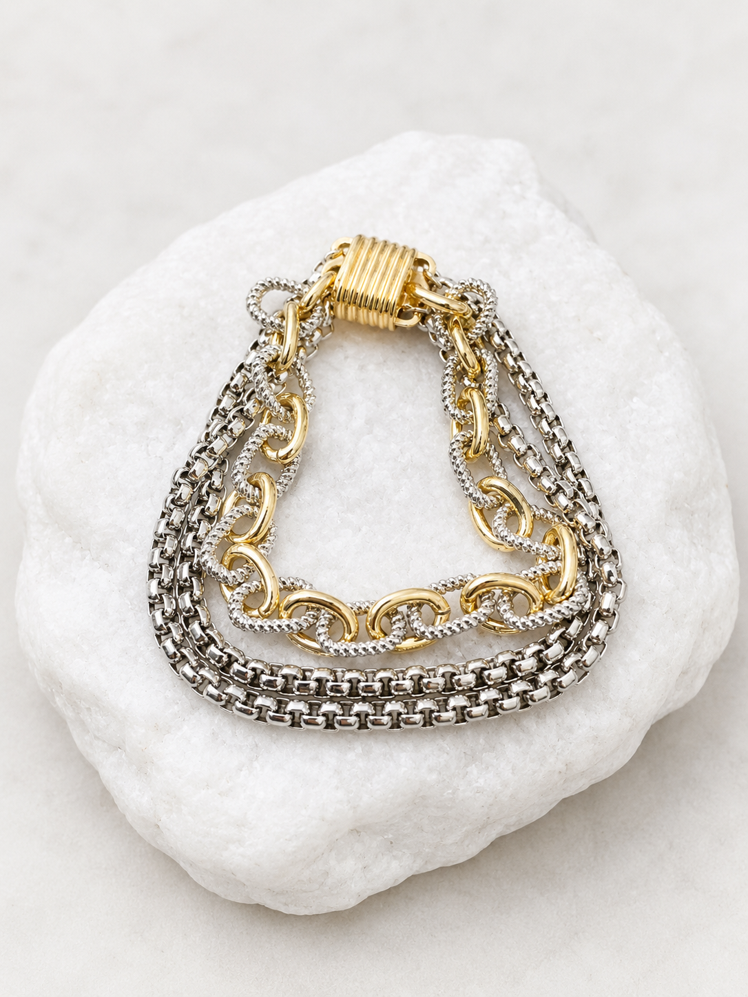 Magnetic Multi Two-Tone Chain Bracelet