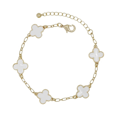 Clover and Gold Chain Bracelet