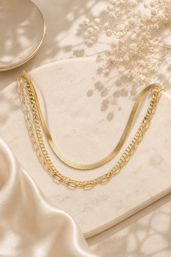 The Herringbone Paperclip Chain Layered Necklace