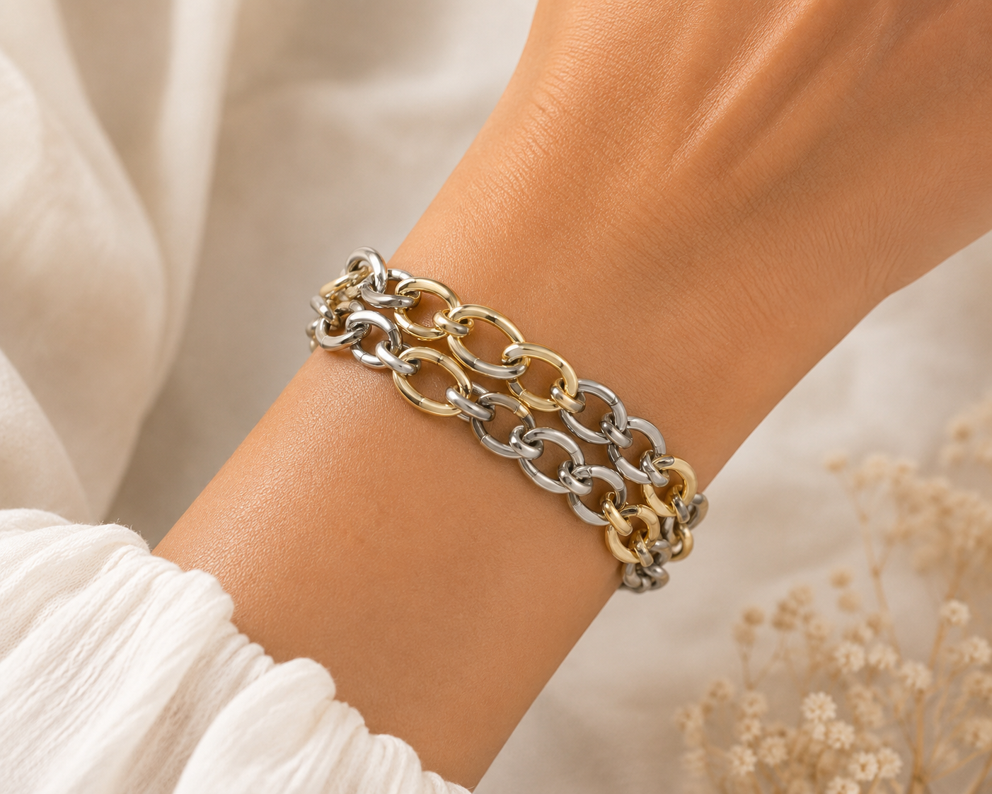 Two-Tone Chain Bracelet