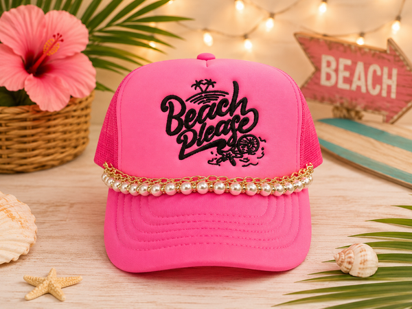 Beach Please Embroidered Foam Trucker Hat