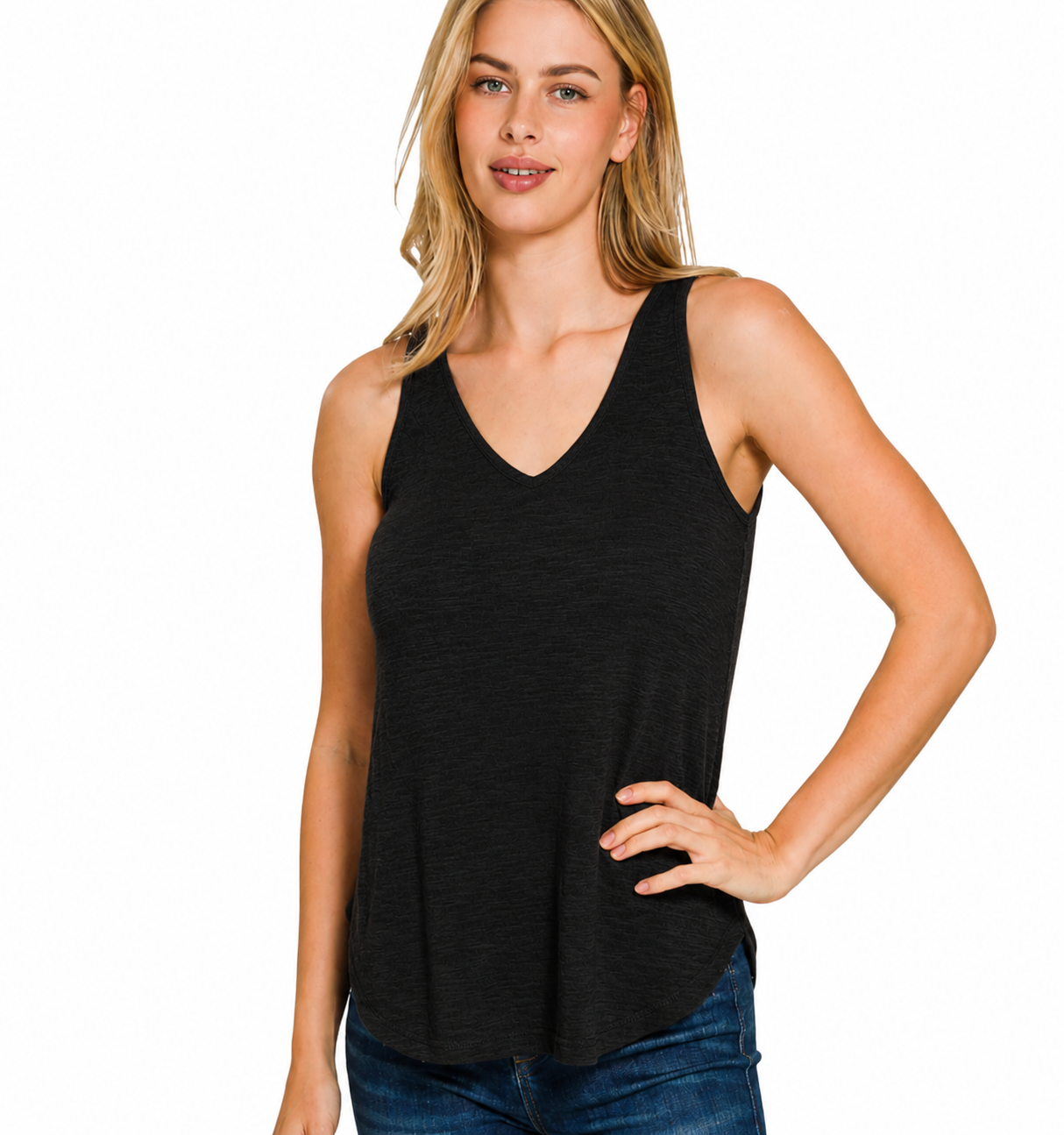 The Lovelee V Neck Slub Hacci Cami Top