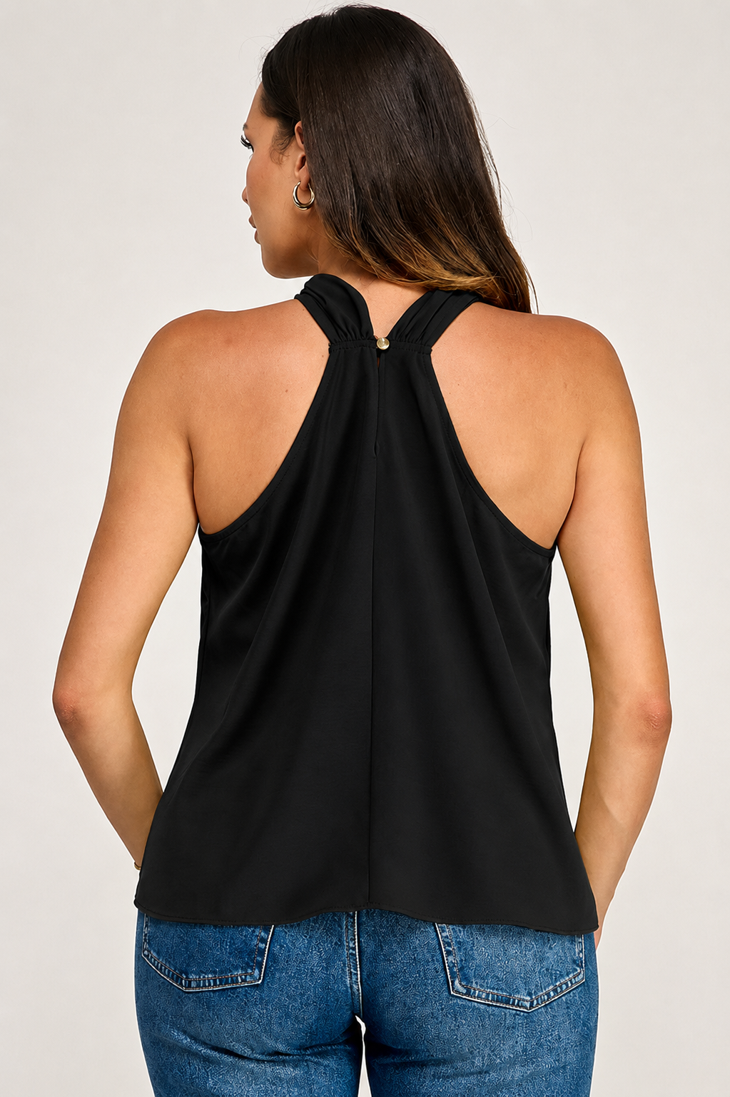 Gold Chain Trim Halter Neck Top