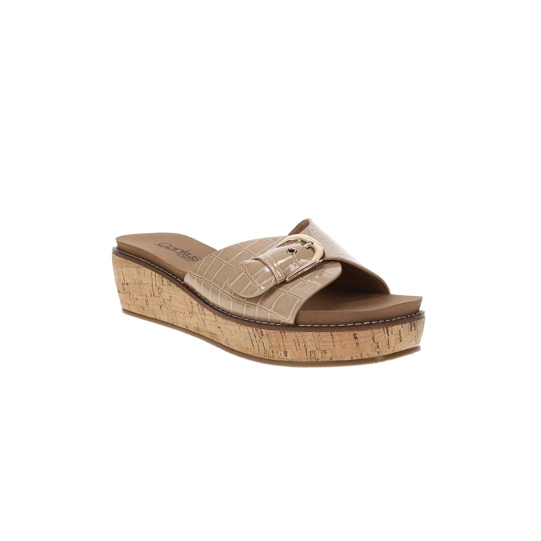 Corky's Cognac Patent Croco Wedge