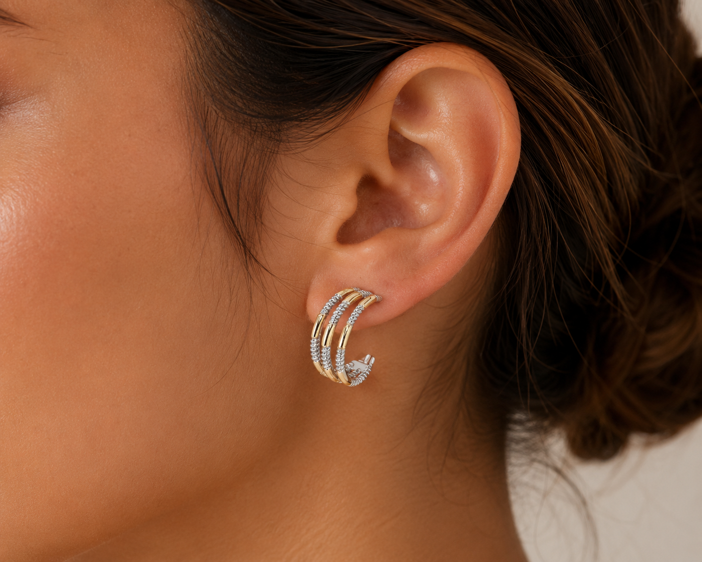 Two-Tone Split Hoop Earrings