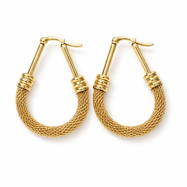 Golden Teardrop Stainless Steel Hoop Earrings