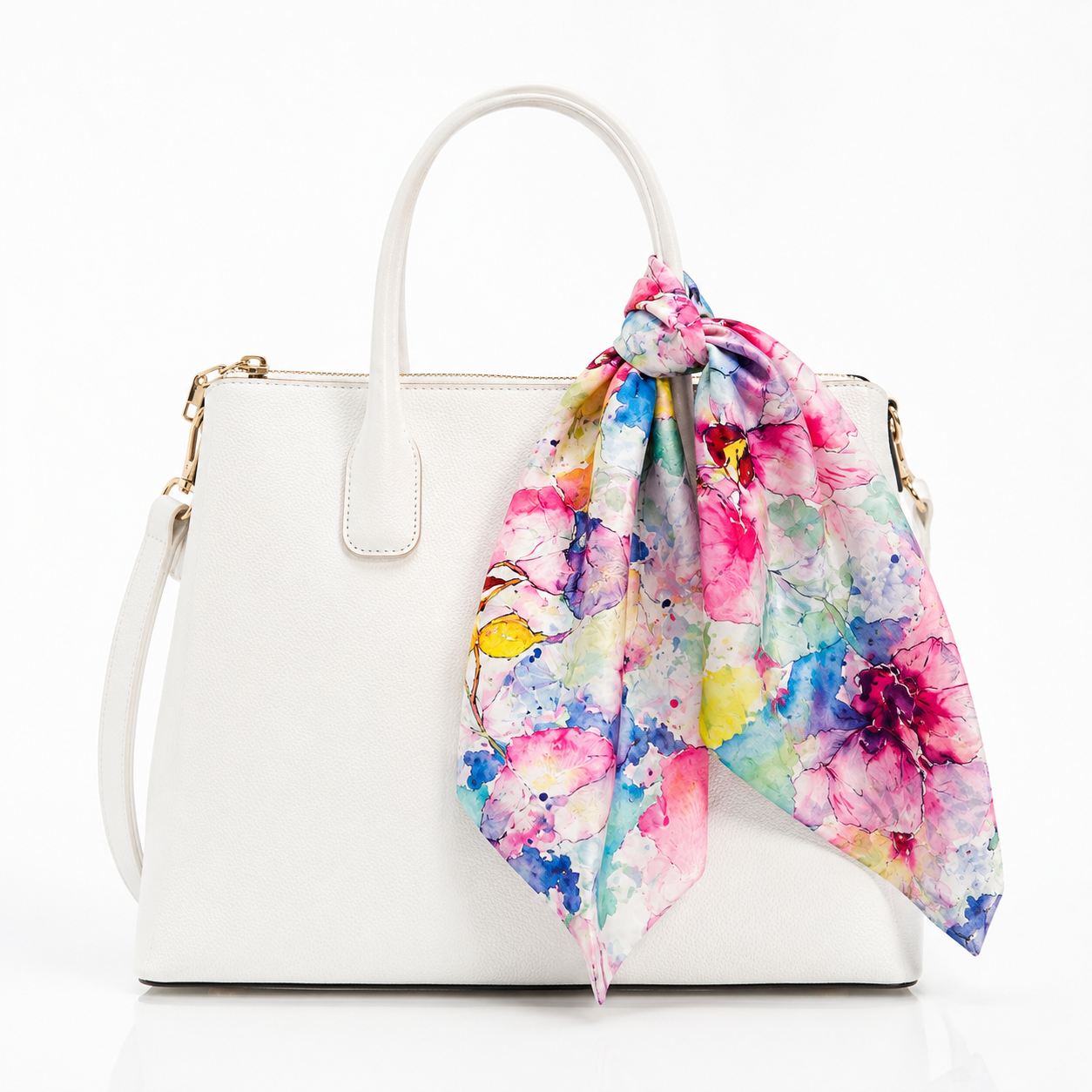 Pink Watercolor Floral Satin Scarf