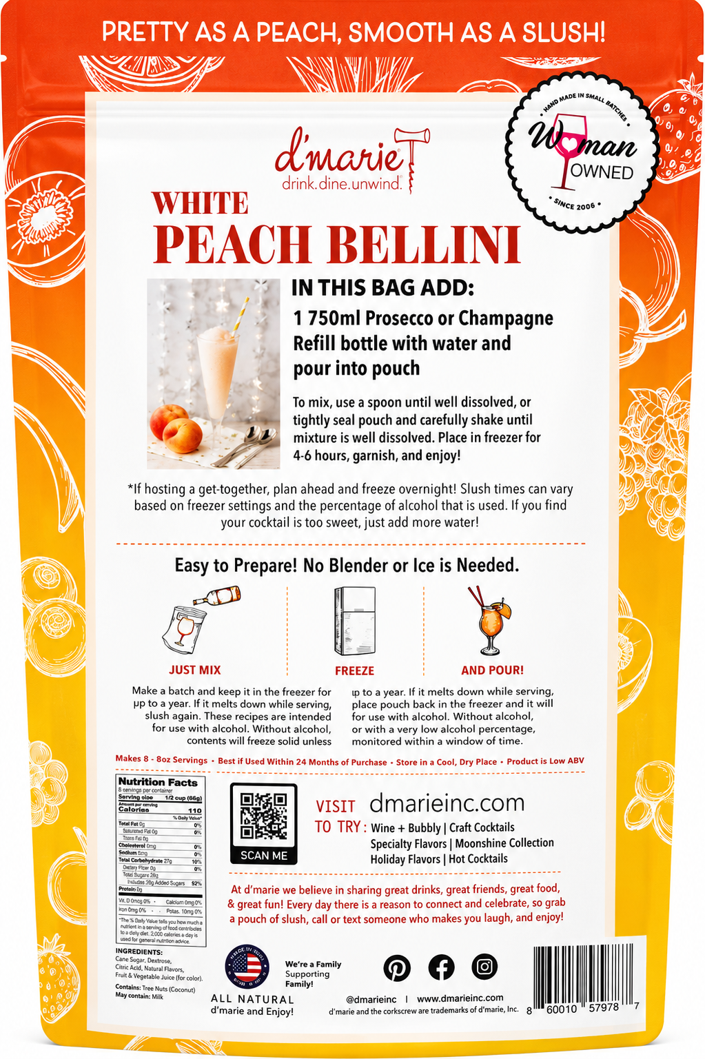 White Peach Bellini Cocktail Slush Mix