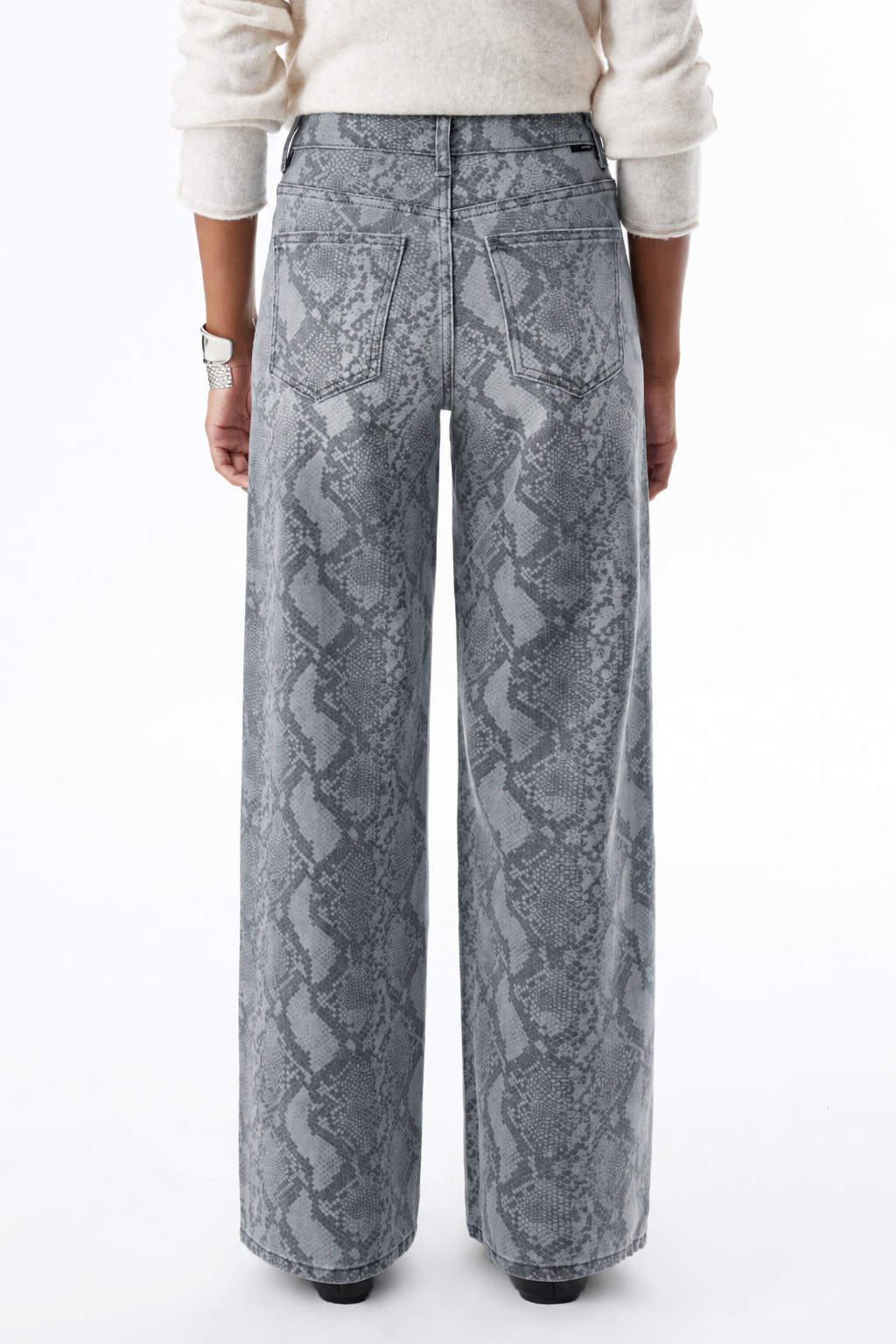 Snake Print Wide-Leg Jeans