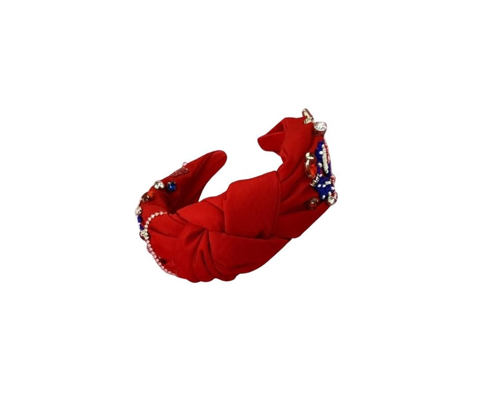 Patriotic LOVE Beaded Knotted Headband