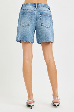 Slouchy Mid Length Rhinestones Shorts by Risen