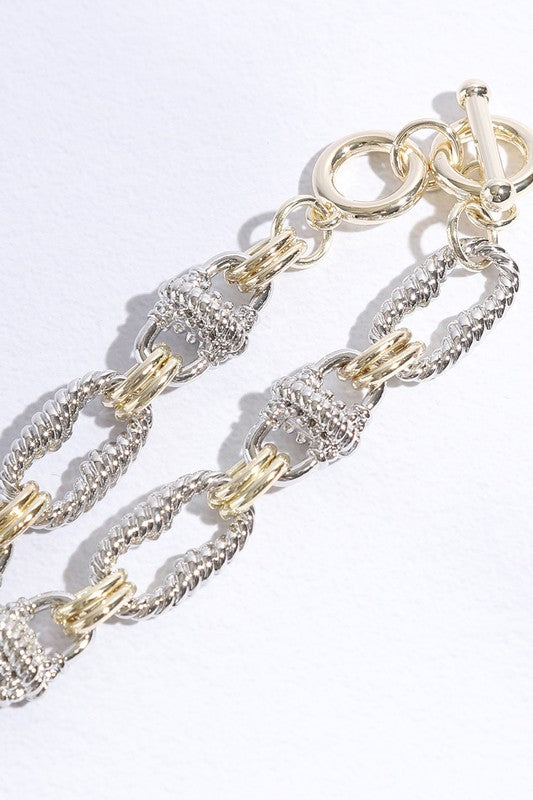 Puffy Heart Charm Twisted Links Bracelet