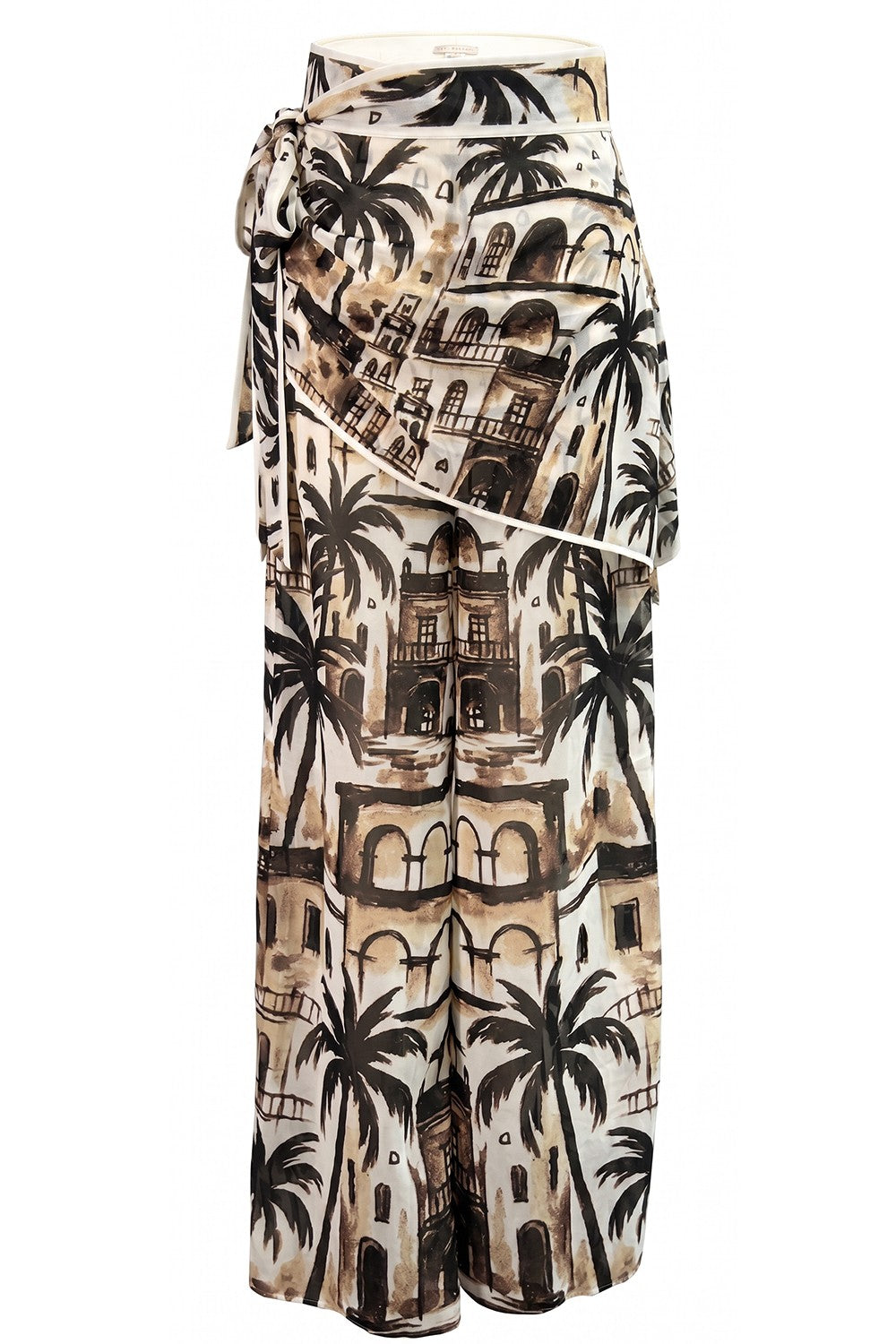 Brown Tropical Wide Leg Pants