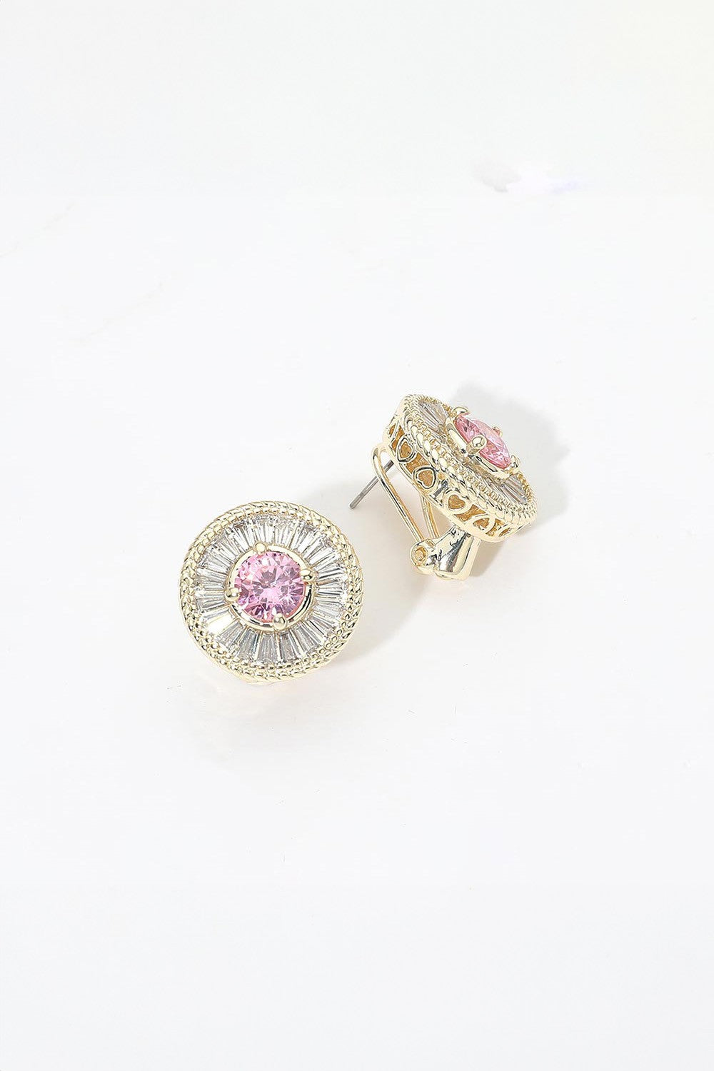 Round Crystal Halo Stud Earrings