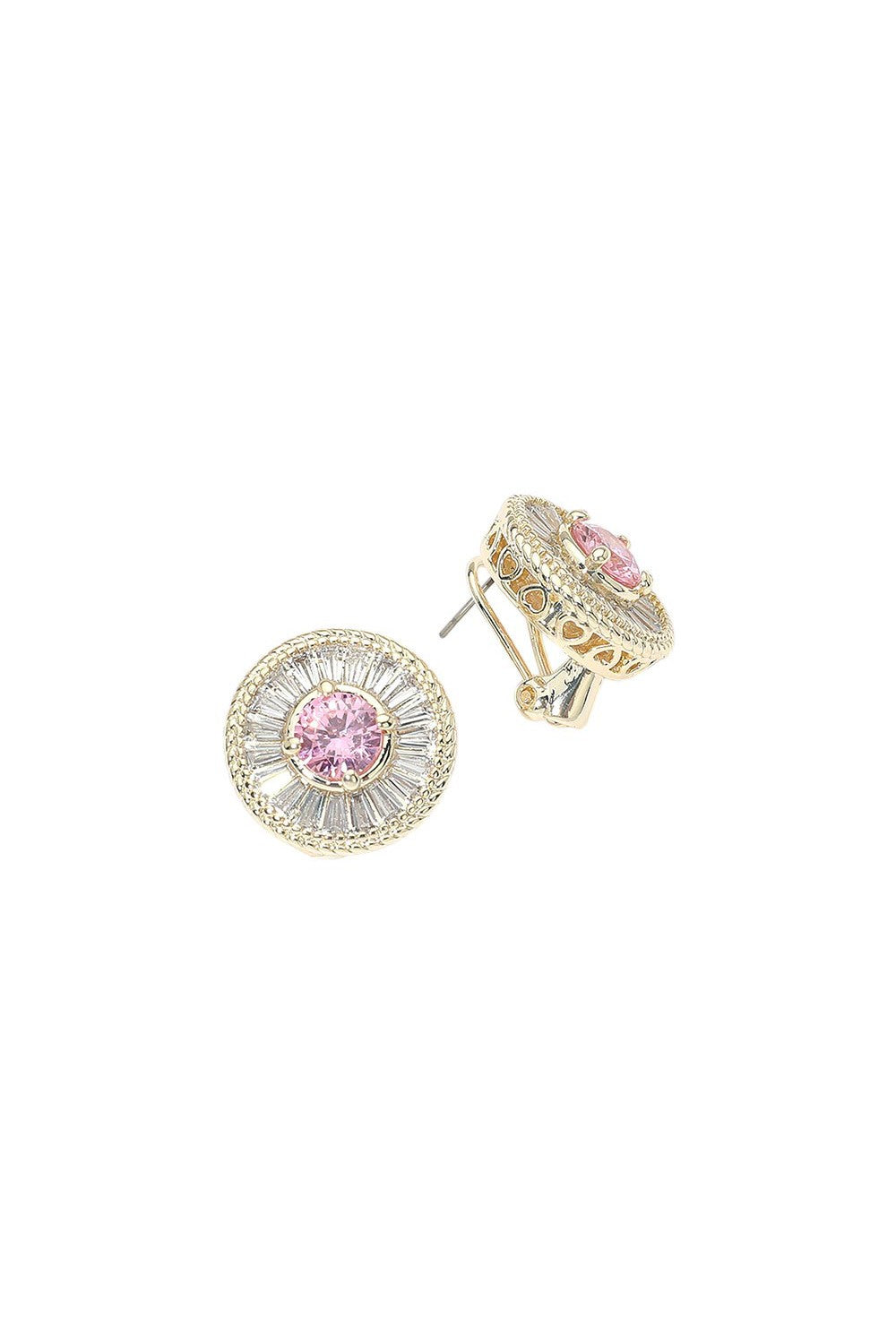 Round Crystal Halo Stud Earrings