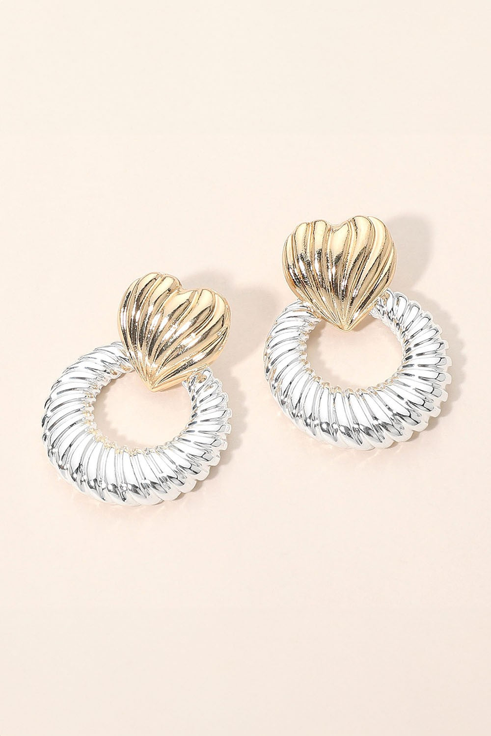 Textured Heart Hoop Statement Earrings