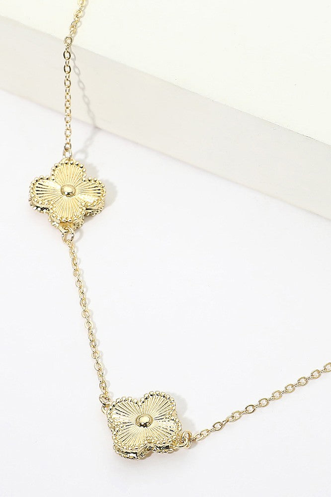 Gold Dipped Quatrefoil Station Chain Necklace