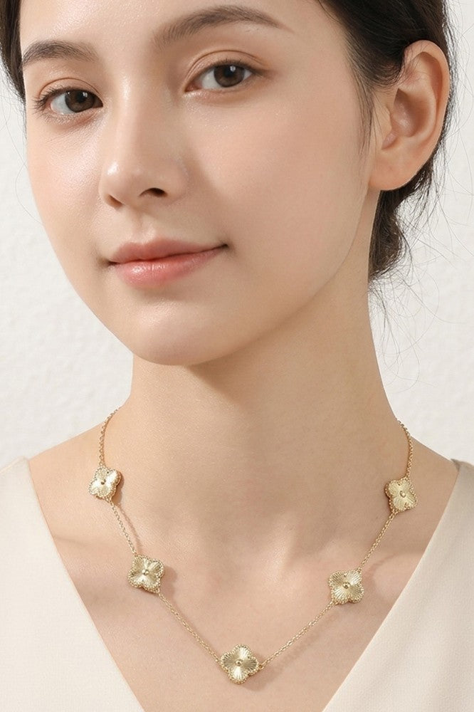 Gold Dipped Quatrefoil Station Chain Necklace