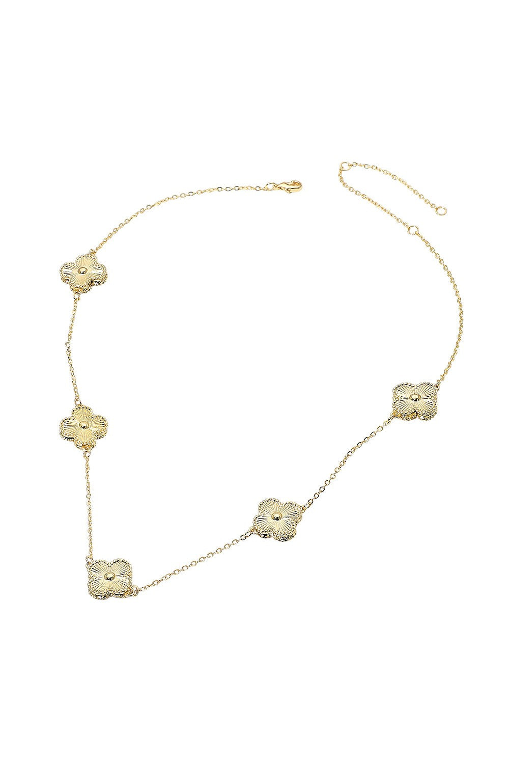 Gold Dipped Quatrefoil Station Chain Necklace