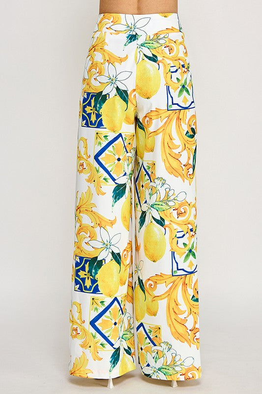 The Lemon Printed Tie Pants