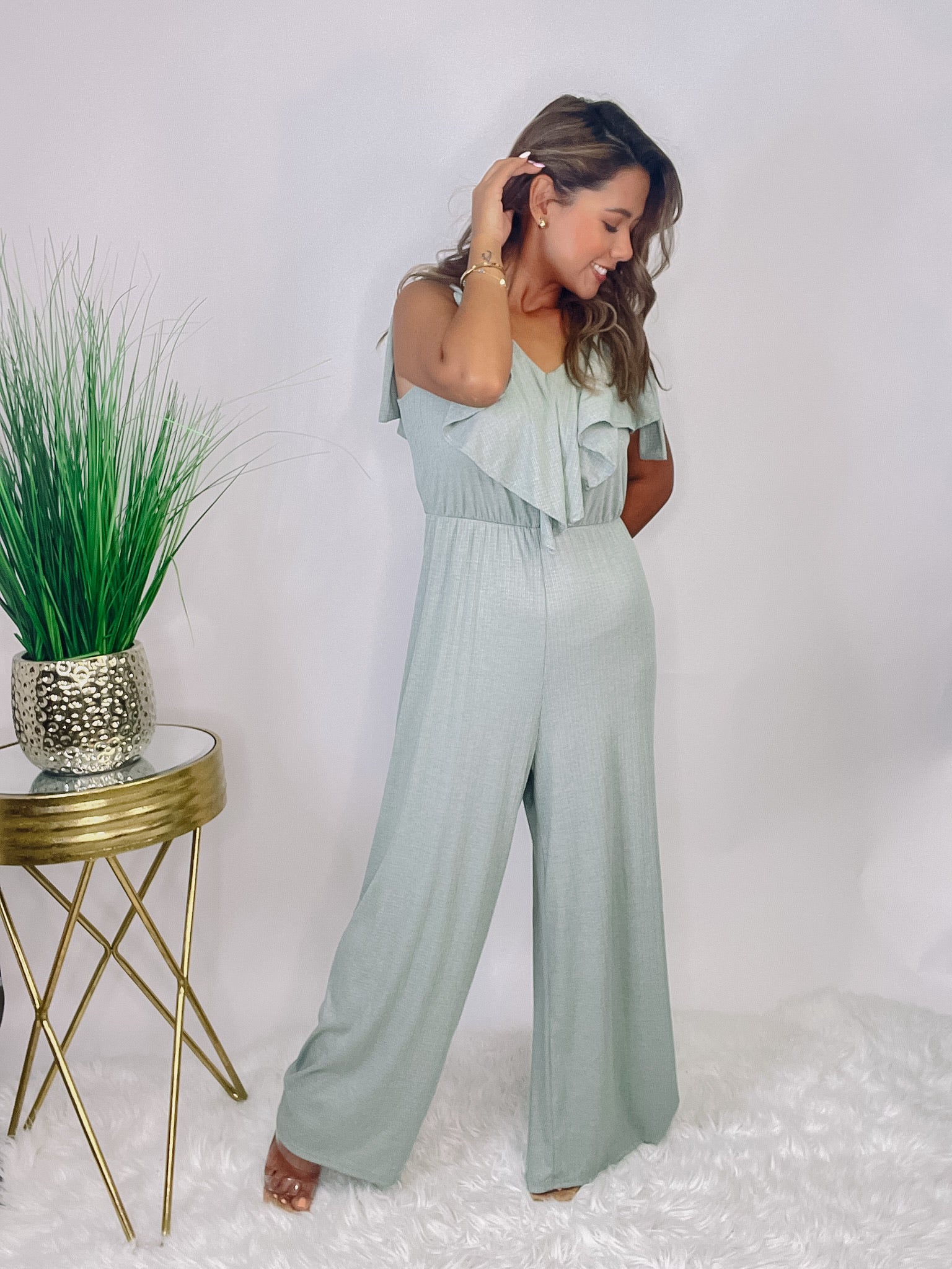 The Olive Ribbed Jumpsuit