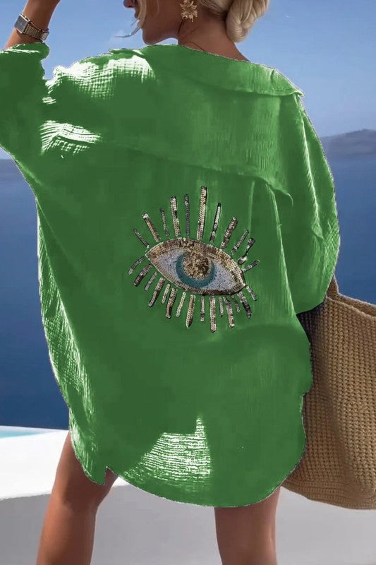 Evil Eye Button Down Top