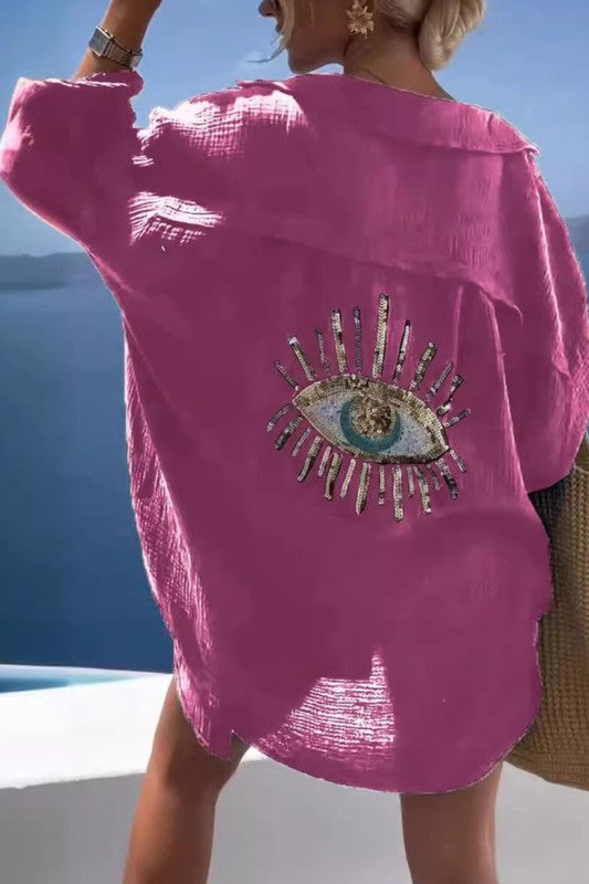 Evil Eye Button Down Top