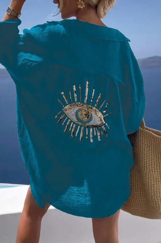Evil Eye Button Down Top