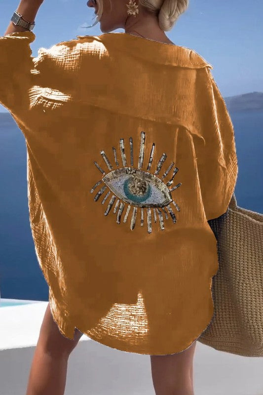 Evil Eye Button Down Top
