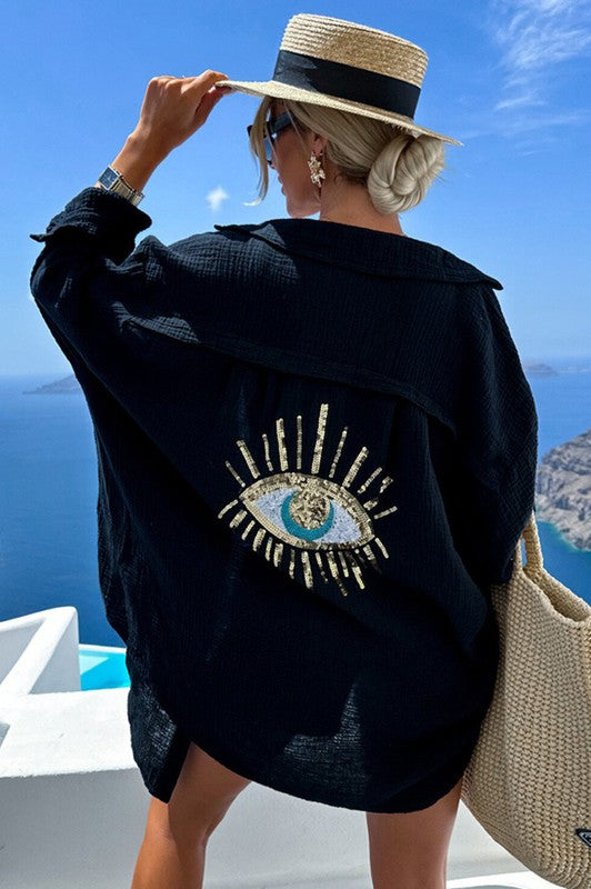 Evil Eye Button Down Top