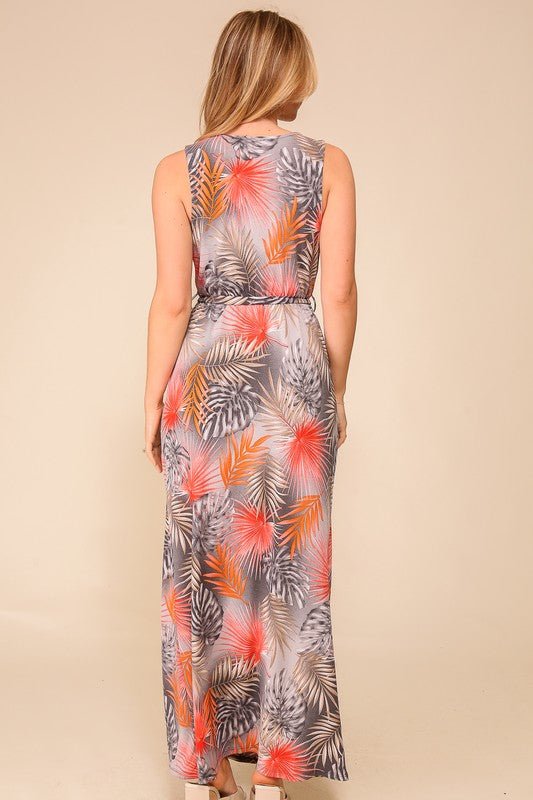 The Coral Tropical Maxi Dress
