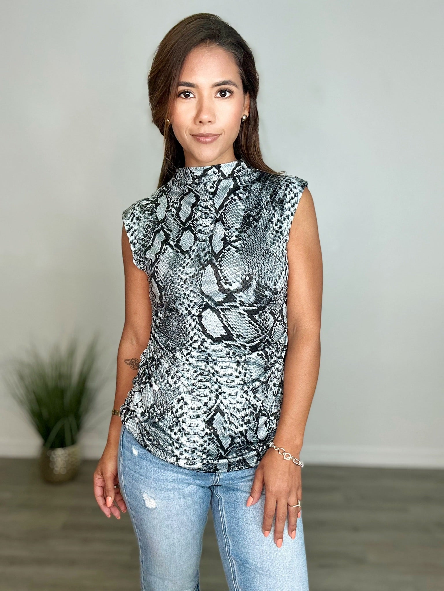 The High Neck Snake Print Top