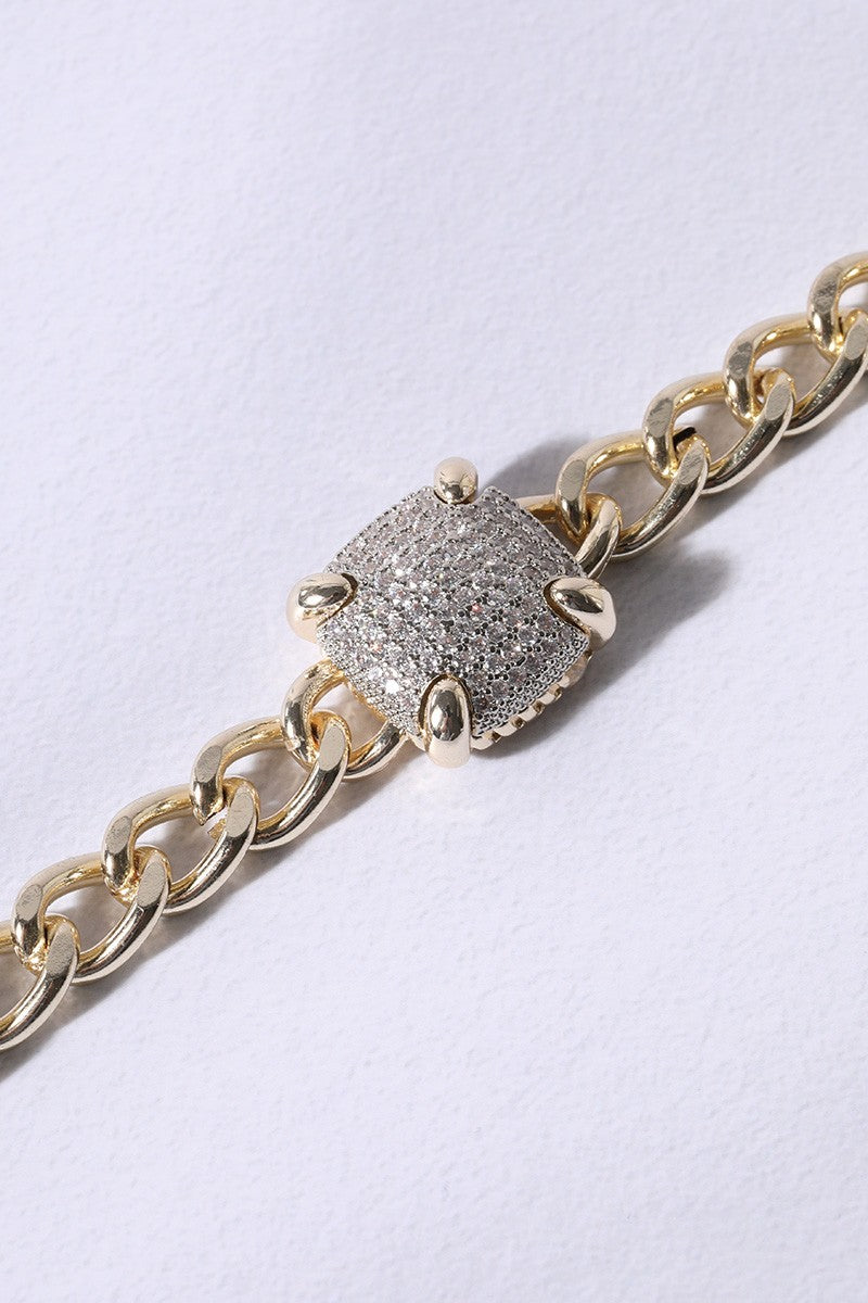 CZ Stone Paved Square Shape Detailed Bracelet