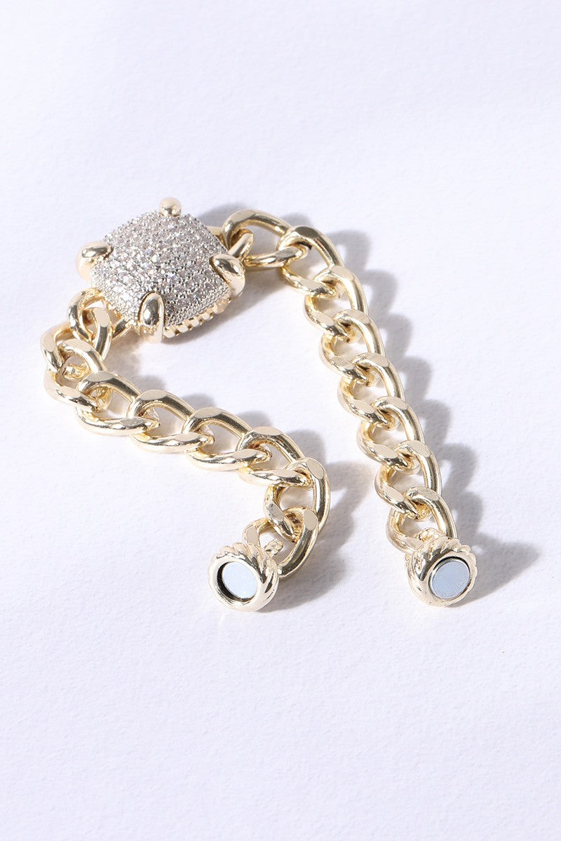 CZ Stone Paved Square Shape Detailed Bracelet