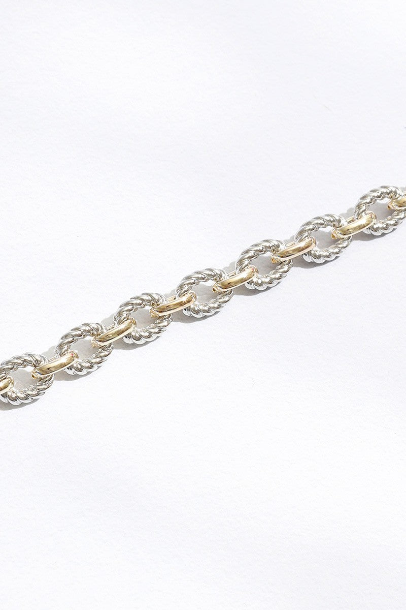 Two-Tone Twisted Chain-Linked Bracelet
