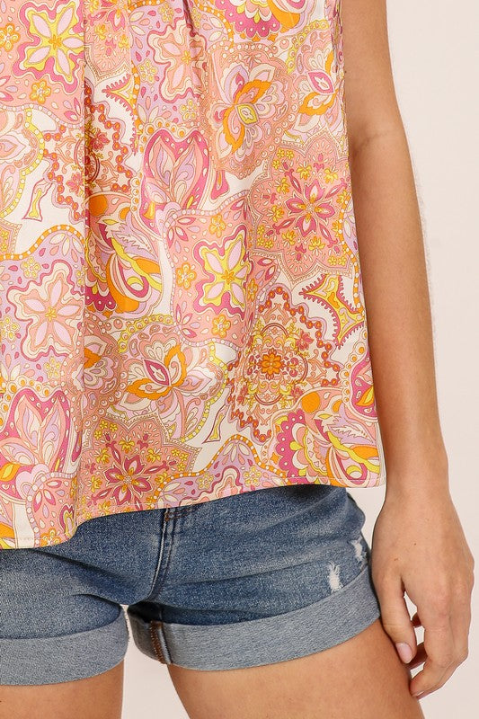 Boho Chic Satin Print Cami Top