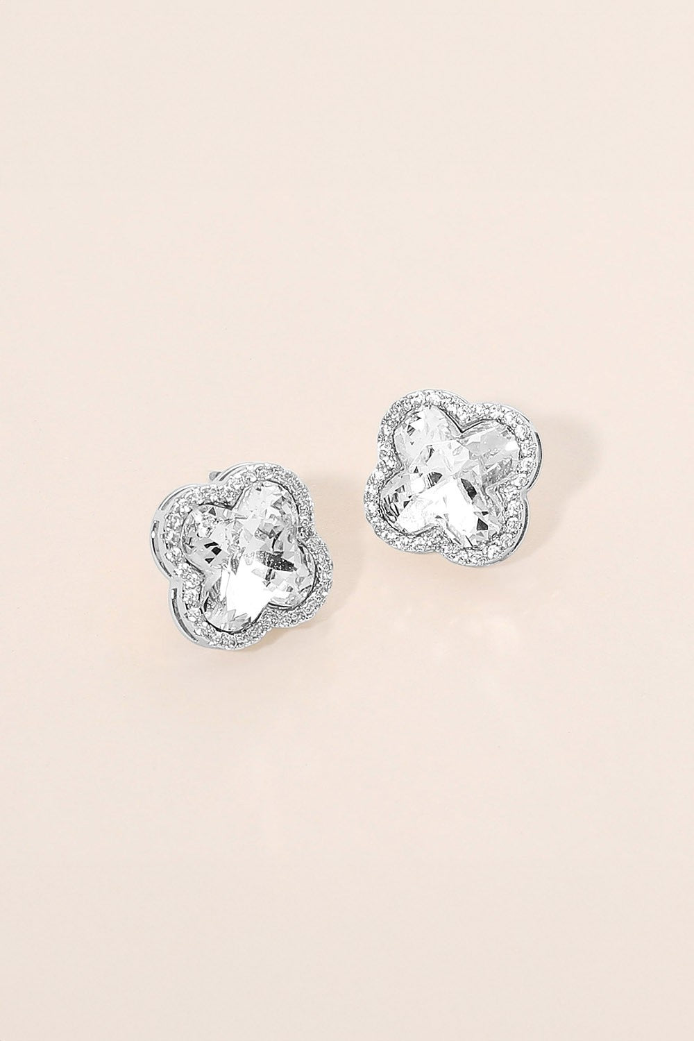 Quatrefoil Crystal Stud Earrings