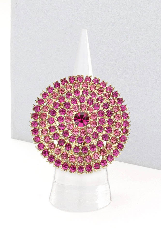 Rhinestone Paved Circle Stretch Ring