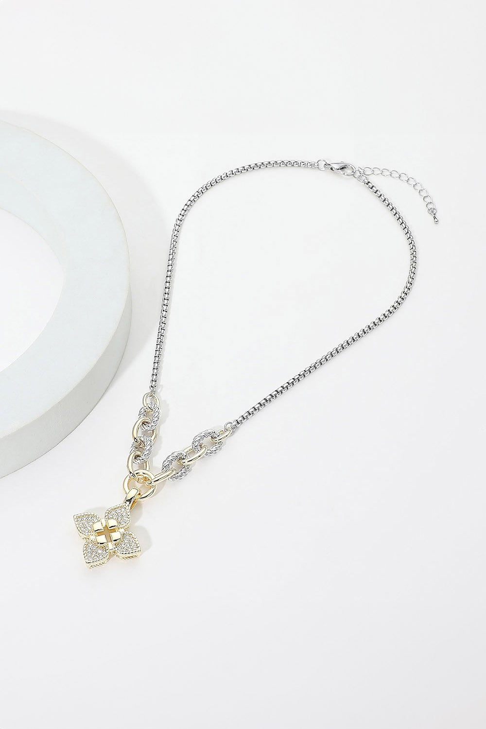 Floral Crystal Pendant Necklace